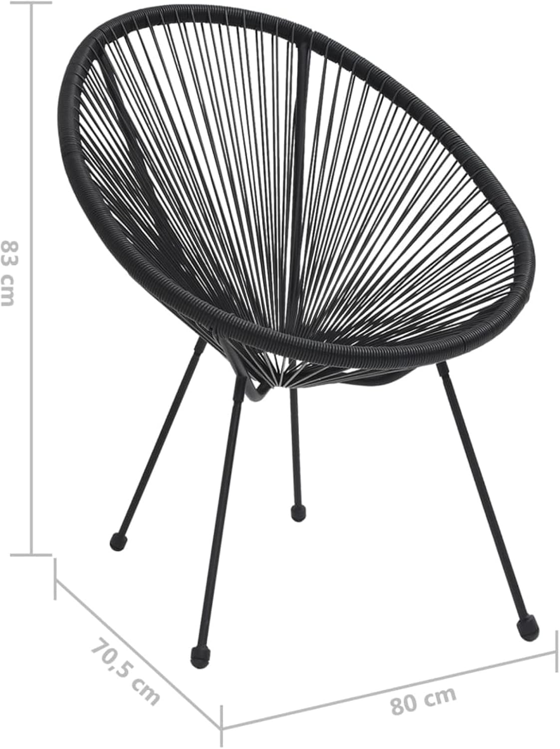 Round Garden Chair Set of 2 Black Rattan Garden Chairs Relax Garden Chair Outdoor Chair - QUORE