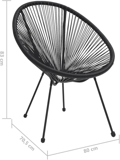 Round Garden Chair Set of 2 Black Rattan Garden Chairs Relax Garden Chair Outdoor Chair - QUORE