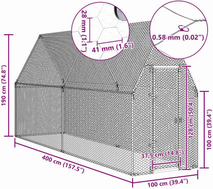 Kippenren – Kipverblijf – Dierenren – Buitenverblijf – Hokkenset – Gegalvaniseerd Staal – 200x100x190 cm – Stevig En Weerbestendig