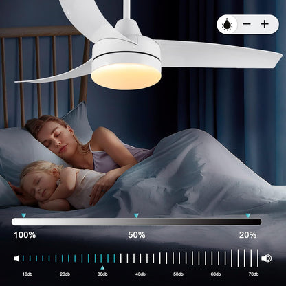 CJOY Plafondventilator, 132 cm, wit, plafondventilator met dimbaar licht, plafondventilator met afstandsbediening, messen, stil, DC, omkeerbaar, winter en zomer, 6 snelheden, timer