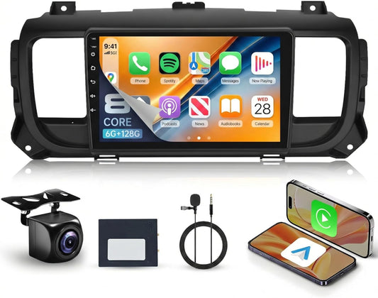 6G + 128G 8 Core autoradio Android voor Citroen Jumpy 3/Peugeot Expert/Toyota Proace 2016-2021 9 inch Carplay Wireless Android Auto FM/RDS/EQ/DSP WiFi GPS Mirror Link Bluetooth Camera