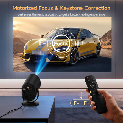Mini-beamer met wifi en bluetooth, draagbare projector Native 1080P-ondersteuning, 4K met 180° verstelbare standaard, max 180 inch display, geïntegreerde luidsprekers