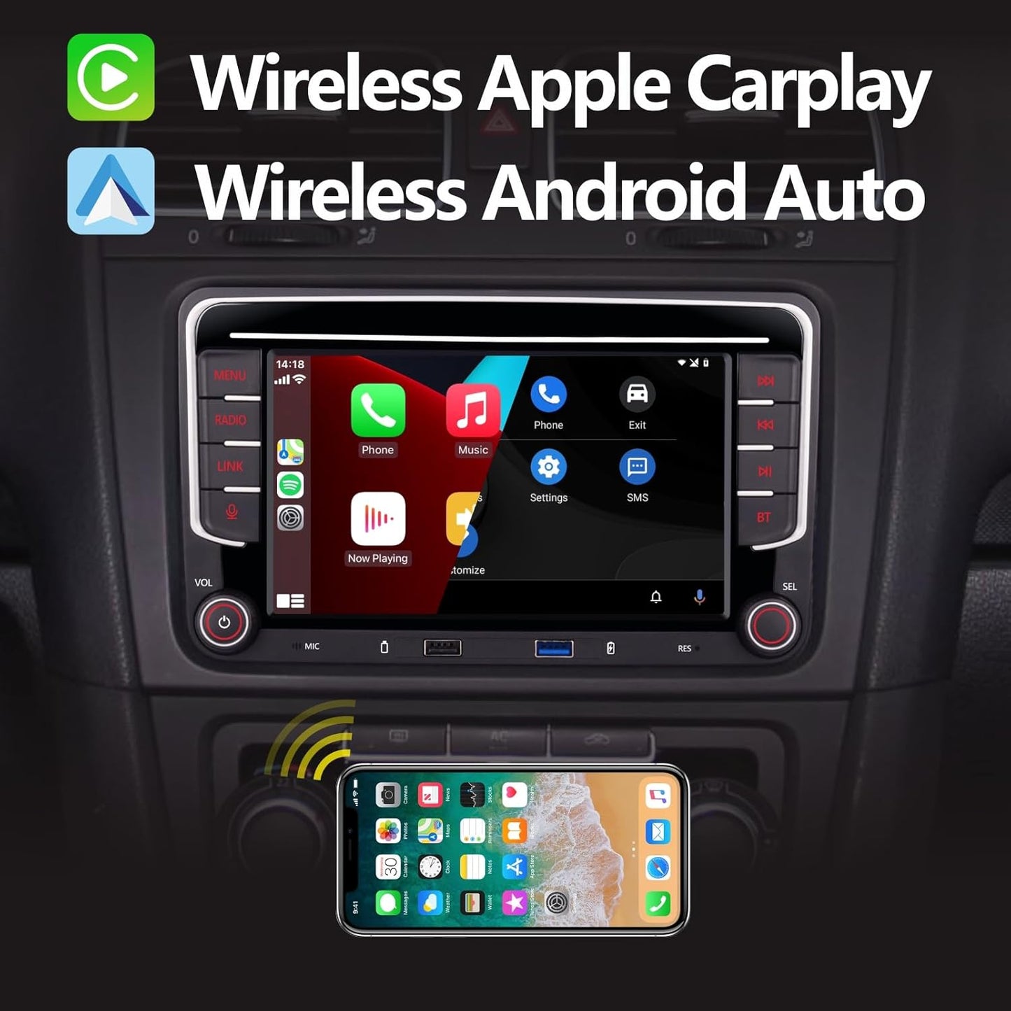 Autoradio – Auto Stereo – Auto Radio – Auto Audio Ontvanger – Multimedia Systeem – 7 Inch HD Touchscreen – Apple CarPlay & Android Auto Compatibel