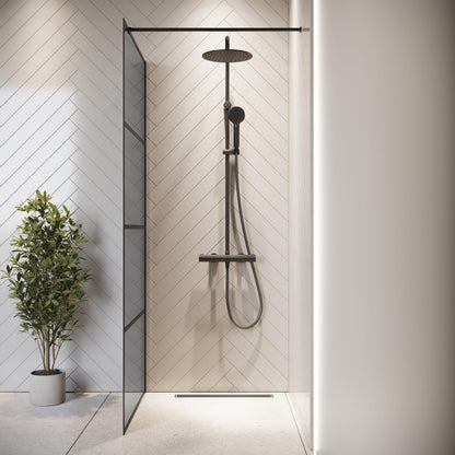 Douchewand – Doucheafscheiding – Douchepaneel – Inloopdouche Wand – Zwart Aluminium Profiel – 90 x 200 cm – 8 mm Gehard Veiligheidsglas – Nano Coating Tegen Kalk