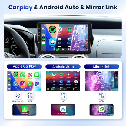 Podofo CarPlay autoradio voor Citroen Nemo/Peugeot Bipper/FIAT Fiorino, 10,1" 2G+64G touchscreen met draadloze CarPlay/Android Auto, Bluetooth, GPS + camera.