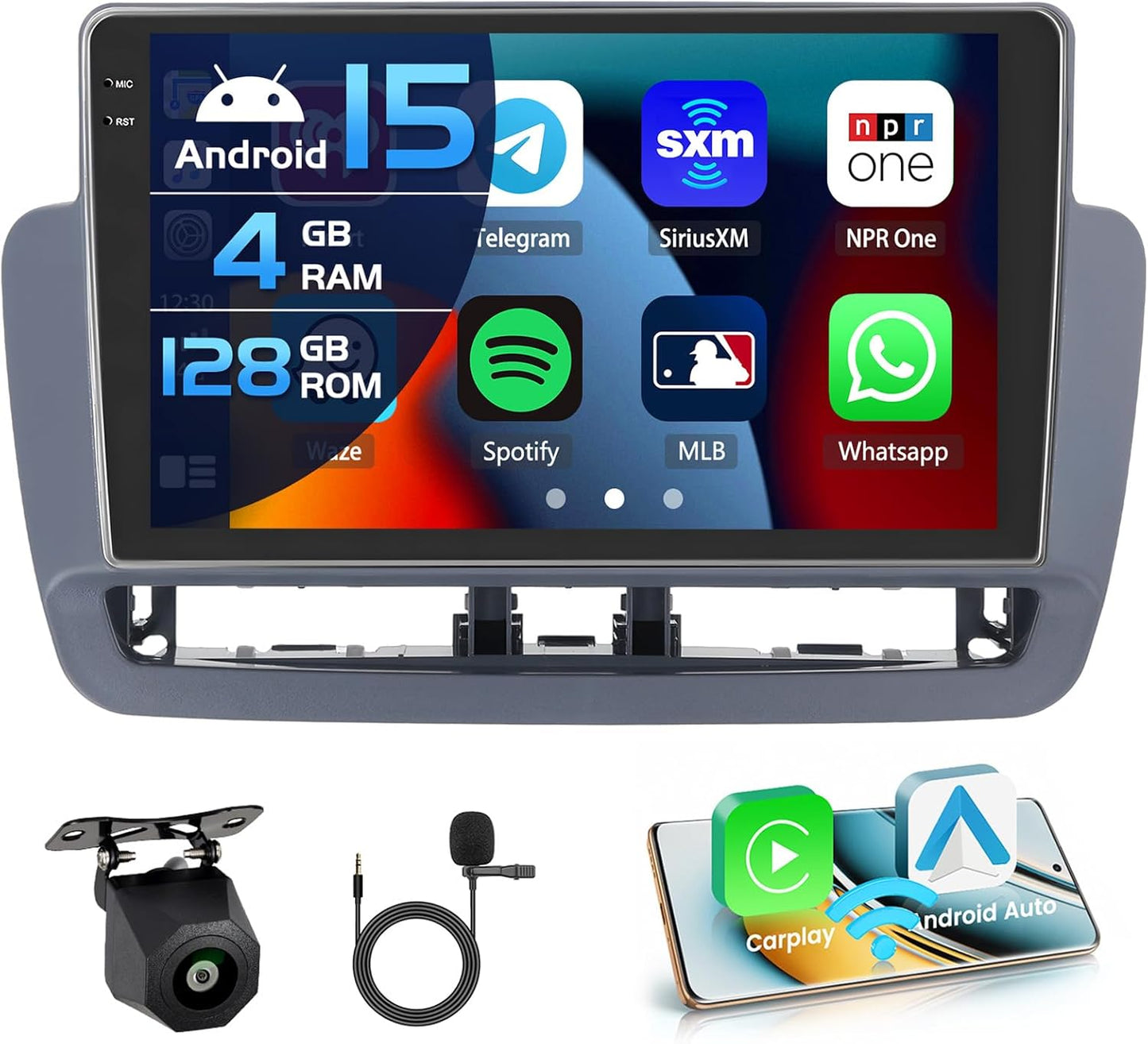 Autoradio Seat Ibiza – Multimedia Systeem – Navigatie Radio – Android Auto – CarPlay Draadloos – 9 Inch In-Cell Scherm – 4GB+128GB & Android 15