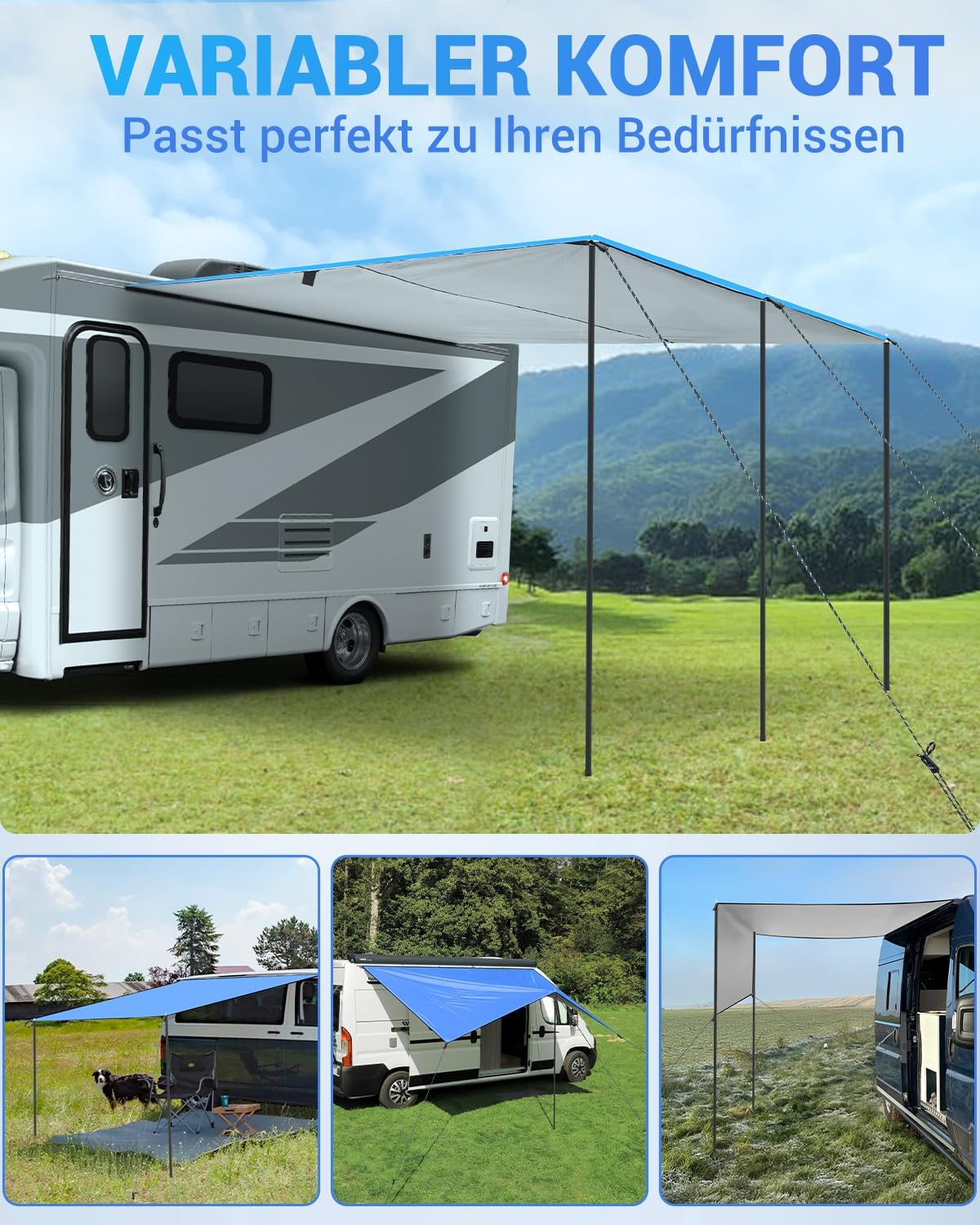 SUPAREE Caravan Luifel Auto Camping Luifels (Blauw, 3.5x2.4m)