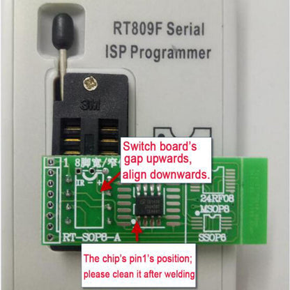 RT809F Programmer 8 Adapters Moederbord Reader sop8 IC socket flash programmer clip eprom klem VGA ICSP LCD PCB Board 24 25 93 serie
