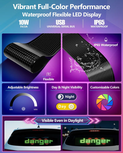 Flexibel LED Display Board, 59 x 12 cm Programmeerbaar RGB Panel, Bluetooth Smart APP, Neon Bord gepersonaliseerd voor Bar, Nachtclub, Restaurant, Winkel, Festival, Feest, Decoratie