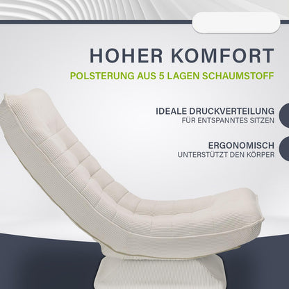 Relaxstoel – Fauteuil – Lounge Stoel – Zitzak – Leunstoel – Beige – Ergonomisch Design – 360° Draaibaar & Inklapbaar