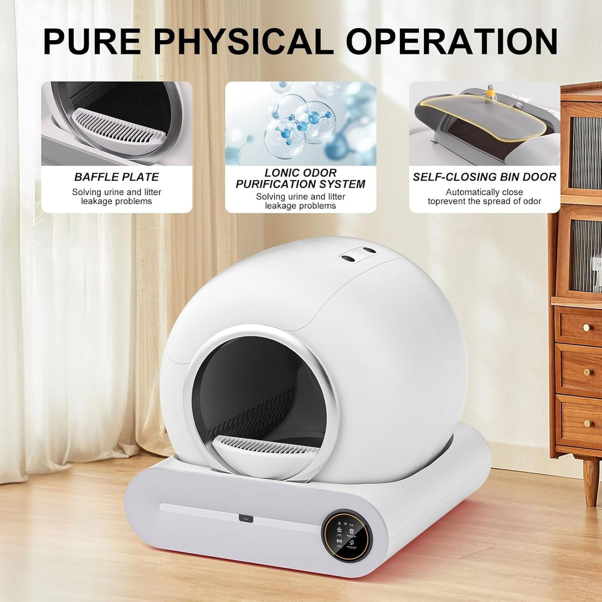 Zelfreinigende kattenbak, elektrisch, XXL, automatische kattenbak met app-bediening, gesloten Smart Cat Litter Box voor grote katten, zelfreinigend en geurcontrole