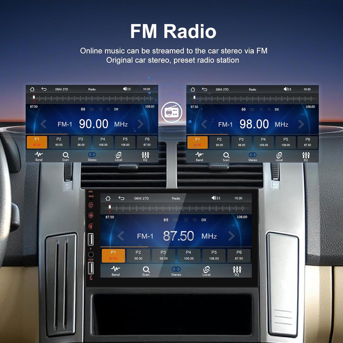 Hikity - Car radio 1 Din Wireless Carplay Android Car with screen 7 inch touch display car radio with Bluetooth hands-free system Mirror Link FM Radio USB/AUX/SWC/Mic rear view camera - QUORE