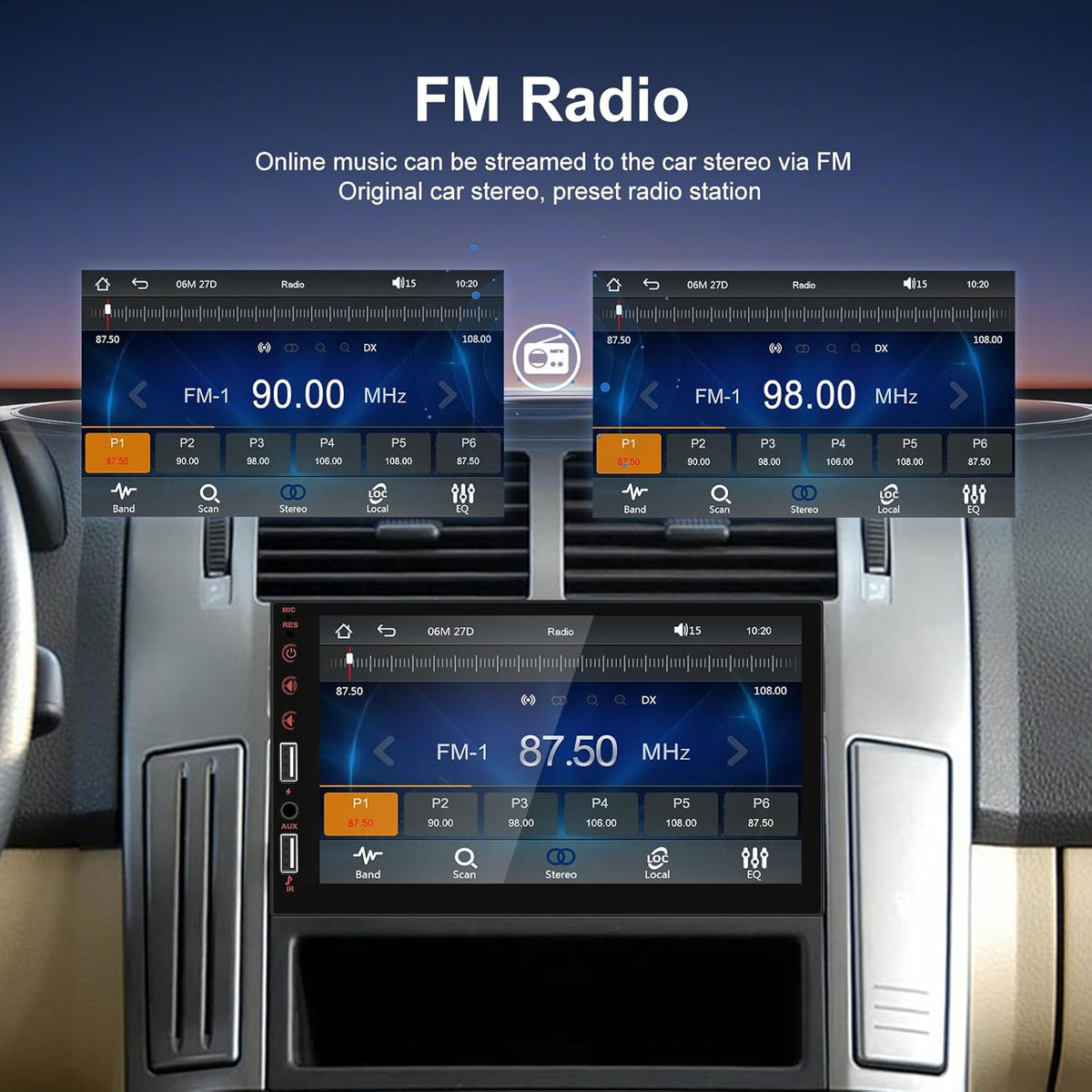 Hikity - Car radio 1 Din Wireless Carplay Android Car with screen 7 inch touch display car radio with Bluetooth hands-free system Mirror Link FM Radio USB/AUX/SWC/Mic rear view camera - QUORE