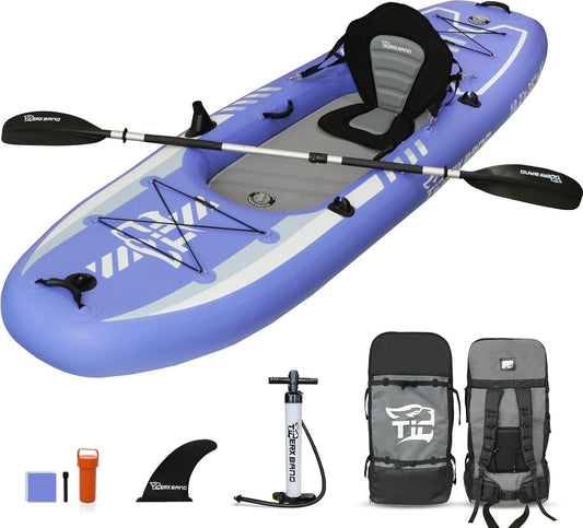 TIGERXBANG 10.2'x35"x8" Opblaasbare Kajak met Afneembare Zitting, SUP-Kajak Set Inclusief HandPomp/Aluminium Qar/Rugzak, Opblaasbare Boot voor Volwassenen/Kinderen | voor Vissen, Touring-Paars