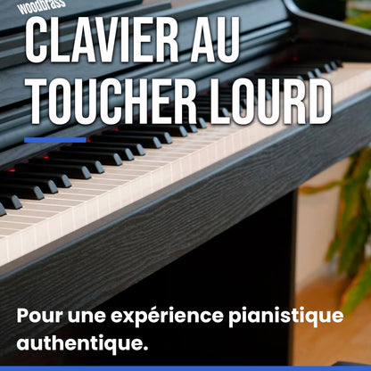 Digitale piano zwart glanzend – Elektrische piano – Pianomeubel – Meubelpiano – 88-toetsen piano – 88 gewogen toetsen met progressieve hammer action – Bluetooth en 3 pedalen inbegrepen