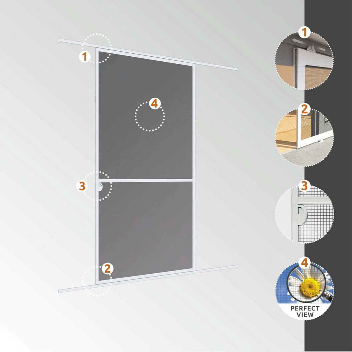 Windhager Insectenbescherming Expert schuifdeur vliegenscherm aluminium frame voor deuren 120 x 240 cm wit 04317