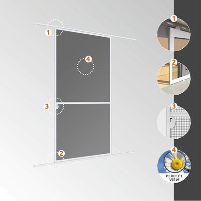 Windhager Insectenbescherming Expert schuifdeur vliegenscherm aluminium frame voor deuren 120 x 240 cm wit 04317