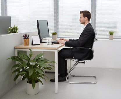 Freischwinger Stoel – Bezoekersstoel – Conferentiestoel – Kantoorstoel – Vergaderstoel – Ergonomisch – PU-Leren Bekleding – Set Van 2 Zwarte Stoelen Met Armleuningen
