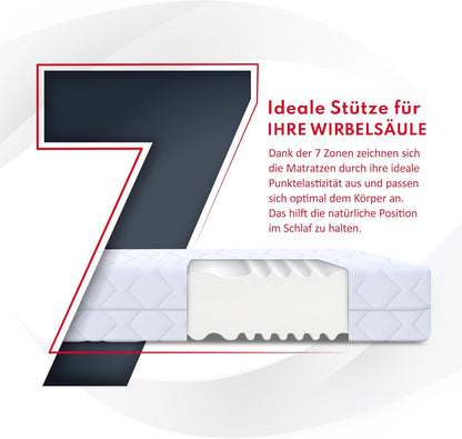 FDM Matras, 120 x 200 cm, hardheid H3/H4, hoogte 14 cm, koudschuimmatras, dubbelzijdige rolmatras, HR-schuim, 7 comfortzones, met hypoallergene, wasbare jersey overtrek, Oeko-Tex Verdura Max