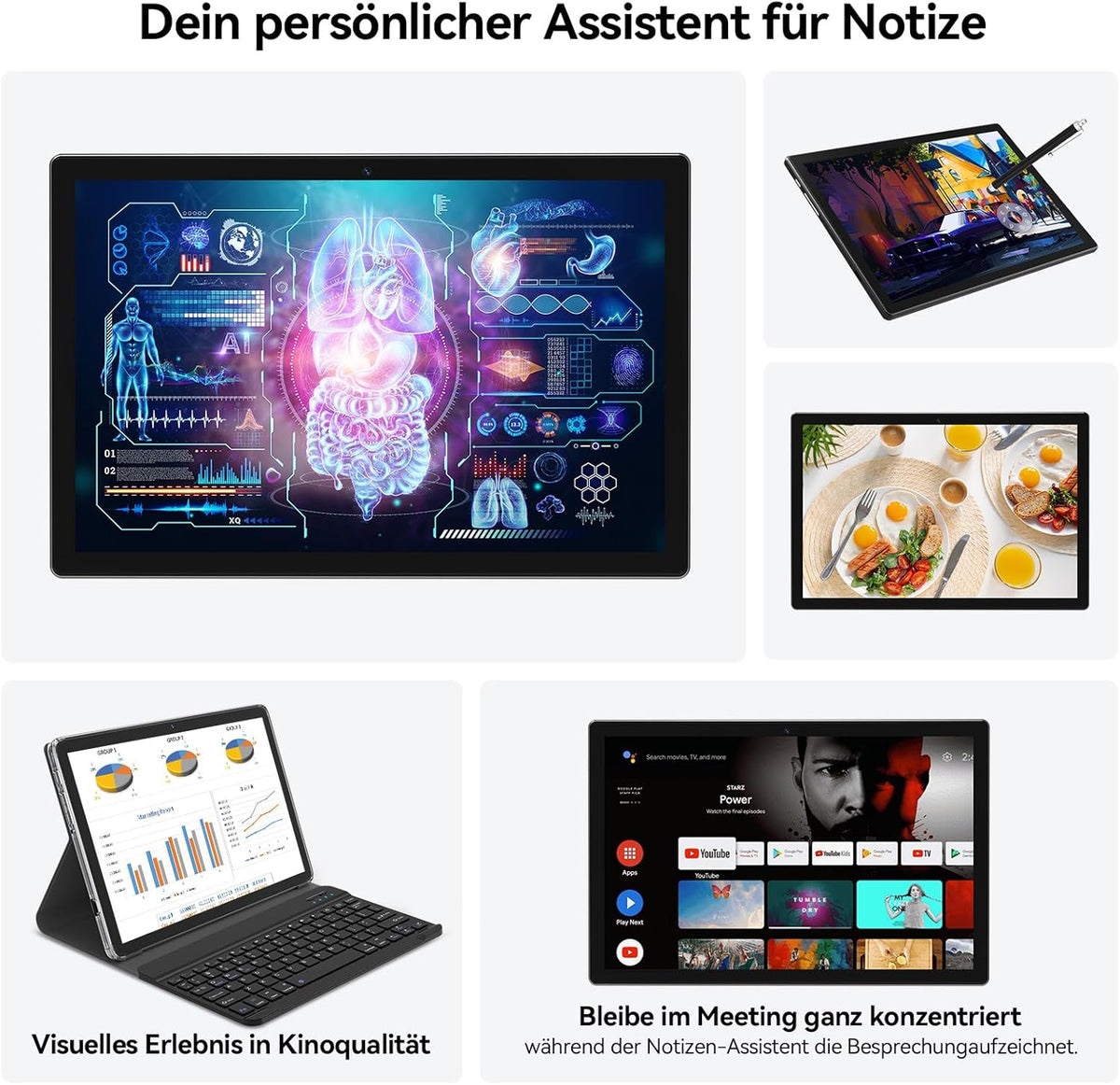 FEONAL Tablet 10 inch met 16 GB RAM + 128 GB ROM (1TB TF)
