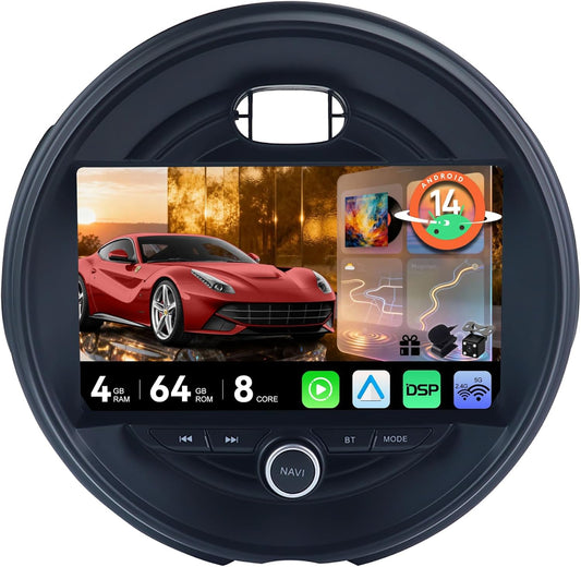 MSD Autoradio Voor BMW MINI Cooper F54 F55 F56 F60 (2015-2019) | Android 14 GPS Navigation Radio | 4G+64G | CarPlay Android Auto Stuurwiel DAB 4G WiFi DSP Bluetooth 360-CAM | Camera | 2 Din 9 Inch
