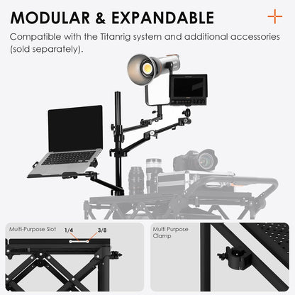 TARION Videoproductie Camera Cart: Opvouwbare winkelwagen voor fotograaf Quick Release met 360 ° draaibare wielen voor filmstudio podiumverlichting opslag digitale technische kar laadvermogen tot 20