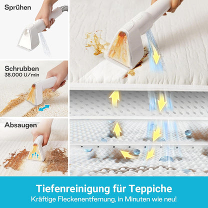Gestoffeerde Reiniger – Apparaat – Natstofzuiger – Waszuiger – Tapijtreiniger – 600W Motor – 16 kPa Zuigkracht – 2,3L Watertank – Zelfreiniging – Compact – Voor Tapijt, Bank, Mat