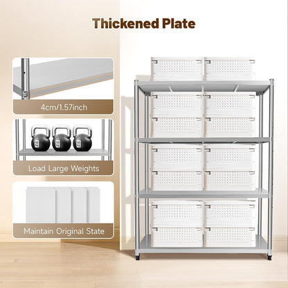 RVS Opslagrek – Metaalrek – Stellingkast – Garage Rek – Kelderrek – 4 Planken – Draagkracht 50 kg – 120x40x150 cm – Roestvrijstaal