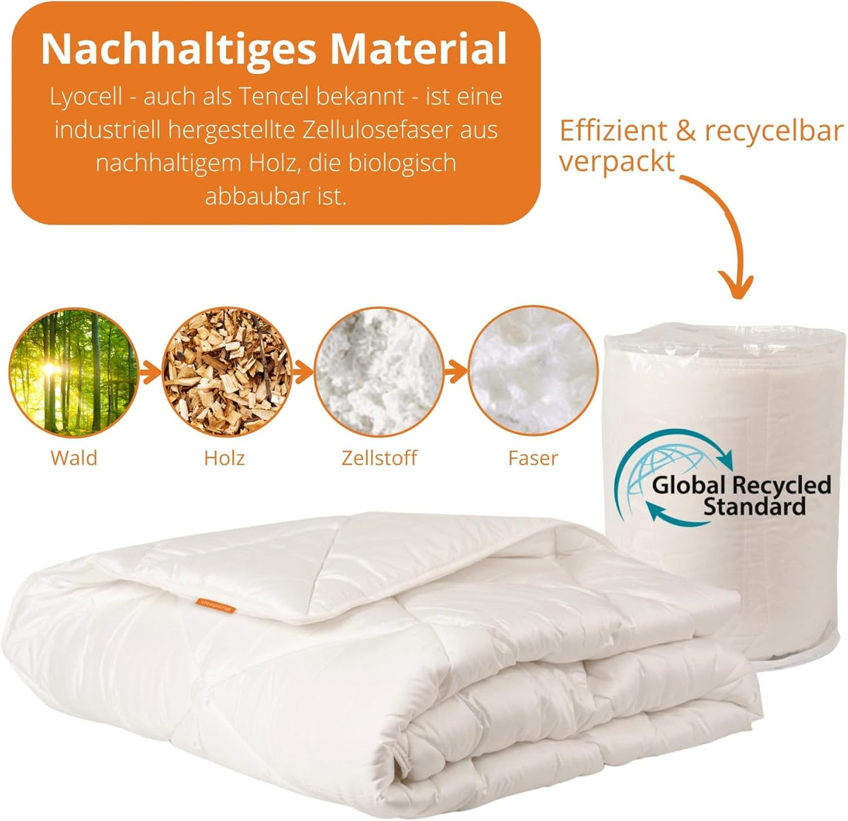 sleepling All-season dekbed 100% Lyocell Tencel medium dekbed 135 x 200 cm, wit