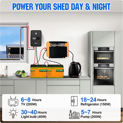 Zonne-energiesysteem – Solar Set – Zonnepanelen Systeem – Mobiel Zonnepaneel – Flexibel Zonnepaneel – 520 W Compleet – 2 x 100 Ah LifePO4 Batterijen – 1100 W Zuivere Sinus Omvormer