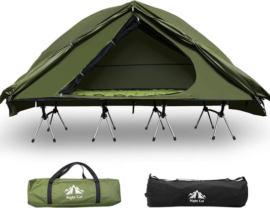 Night Cat Off Ground Tent: 1 Persoon Tent met Kampeerbed voor Vissen Wandelen Camping