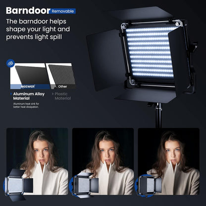 2-Delige Tweekleurige LED-videolichtset – Studiolamp – Fotolamp – Videolamp – LED Lamp – Tweekleurig 3200-5600K En CRI 96+ – Inclusief 2 Verstelbare Lichtstatieven Tot 200 Cm