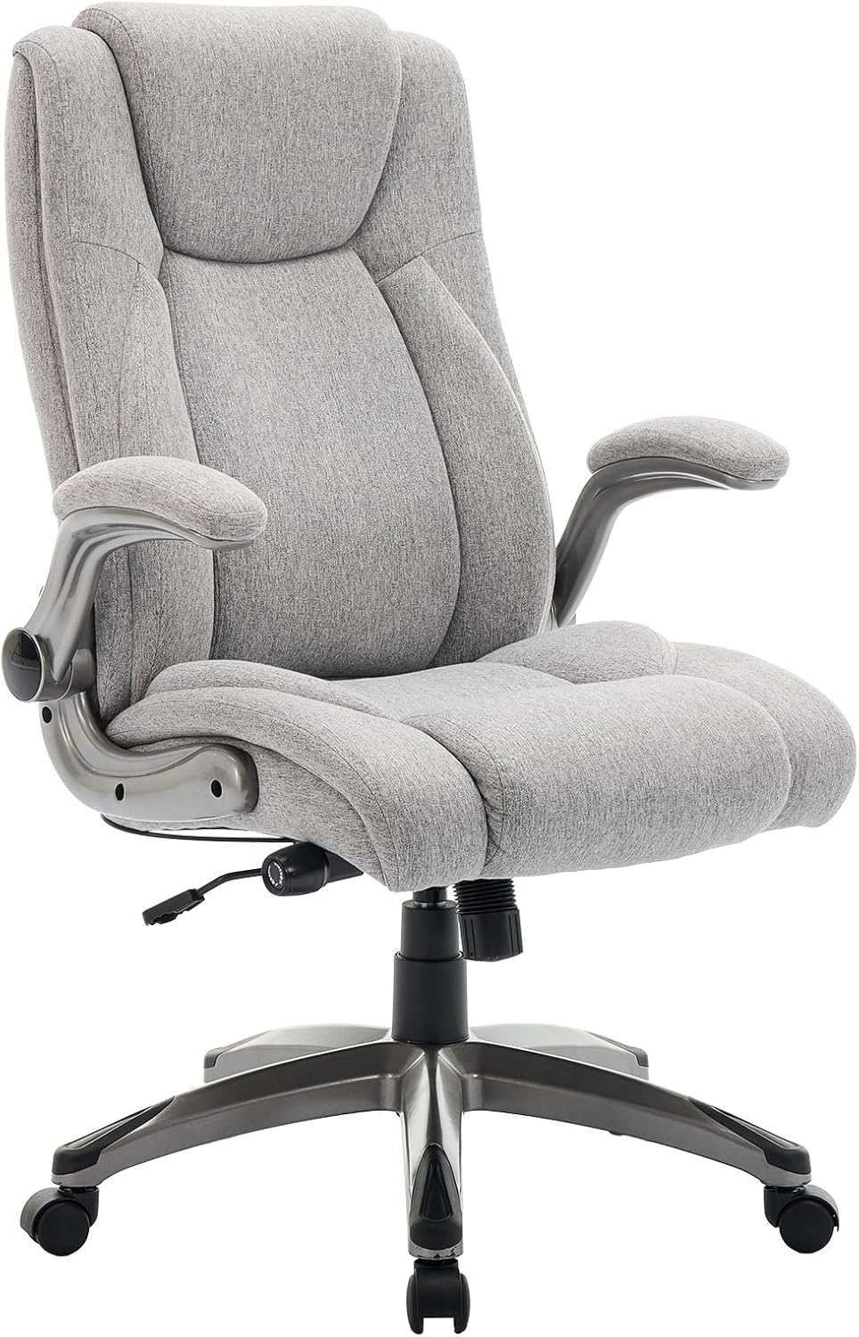 COLAMY Bureaustoel, ergonomisch, directiestoel met hoge rugleuning, ergonomische 360° draaistoel voor kantoor, lederen stoel met verstelbare kantelsluiting, grijs