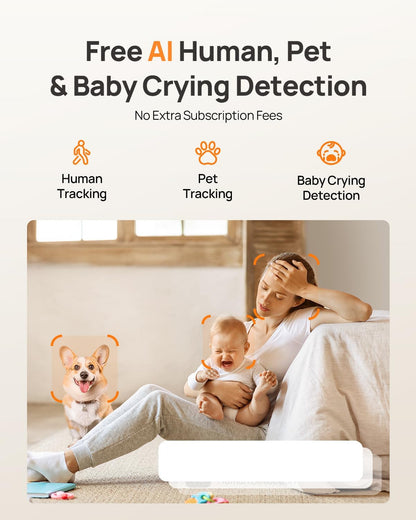 4K HD Bewakingscamera – Beveiligingscamera – Camerabewaking – Binnencamera – Wifi Camera – 360° Panoramisch & AI-detectie – Twee-weg Audio & Wifi 6 Verbinding – 2 Stuks Set