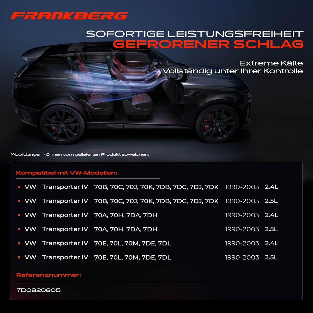 Frankberg Air Conditioner A/C Compressor Compatible met Transporter IV 70A 70H 7DA 7DH 2.4L 2.5L 1990-2003 Transporter IV 70E 70L 70M 7DE 7DL 2.4L 2.5L 1990-2003 Replace# 7D0820805