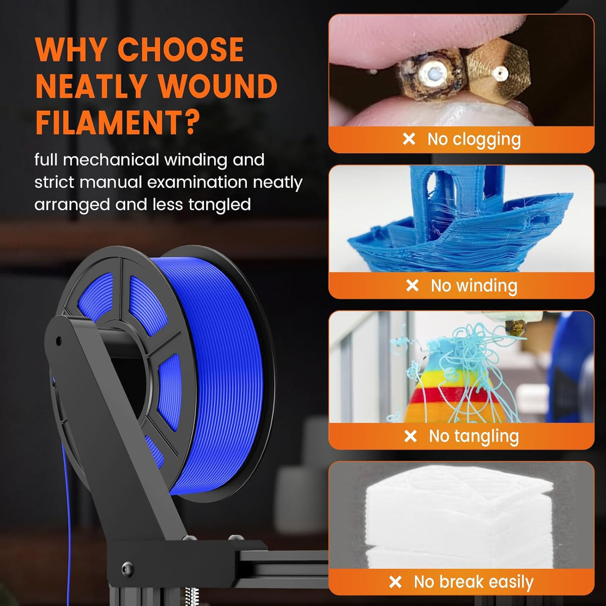 TECBEARS PETG Filament voor 3D-printer PETG, 1,75 mm, 10 kg, hoge taaiheid (zwart x 2, wit x 2, citroengeel, kersenrood, lichtoranje, muntgroen, hemelsblauw, chocolade)
