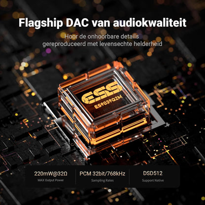USB-C DAC Hoofdtelefoonversterker – DAC Versterker – Hoofdtelefoonversterker – Dongle DAC – USB-C Audio Adapter – Zilver – 7.1 Ruimtelijke Gaming Audio – 4,4 mm Gebalanceerde Uitgang