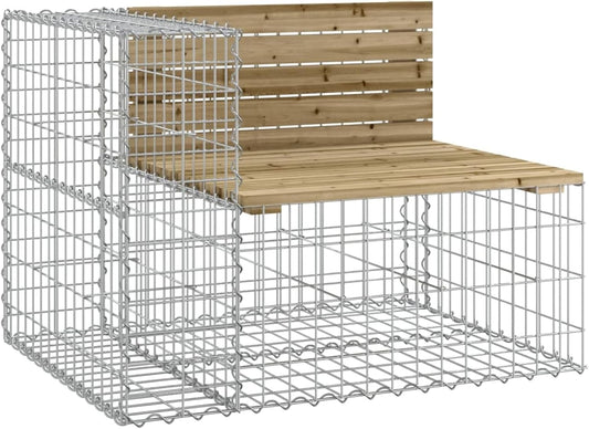 Gecheer 834382 Gabions Garden Bench 92 x 71 x 65.5 cm Impregnated Pine Wood Gabion Wall for Courtyard Landscaping Pool Edging - QUORE