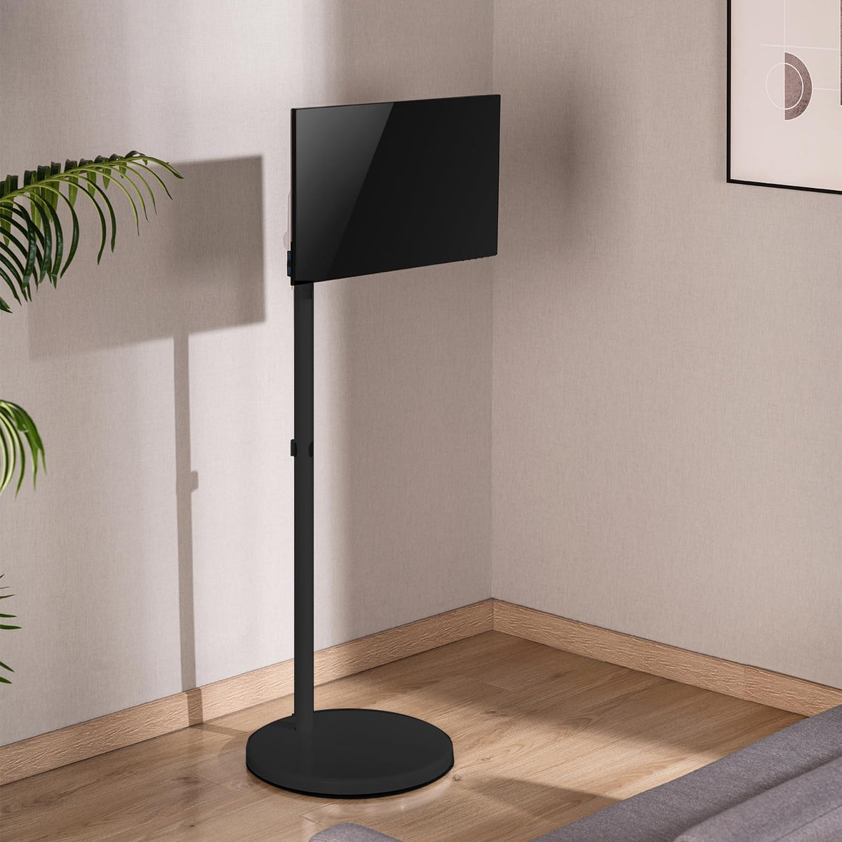 Maclean MC-970 Mobiele Monitor/TV-Stand op Wielen voor 17-35" Schermen, Vrijstaand, VESA 75x75 100x100, Belastbaarheid van 2 tot 10 kg, Kantelbaar en in Hoogte Verstelbaar (Zwart)