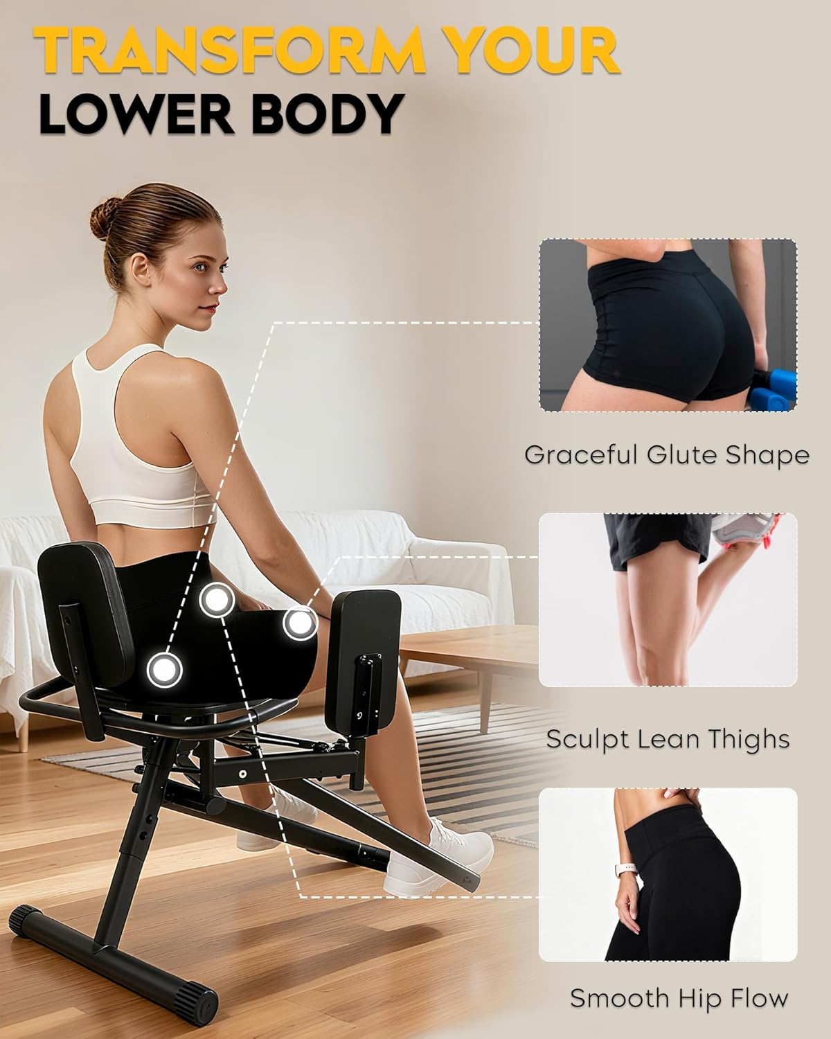 GUUG Adductors Abductor Machine: Ianco Thigh Beentrainingsapparatuur Heupspieropbouw en Abductie Verstelbare Weerstand Voor Mannen En Vrouwen Zwart