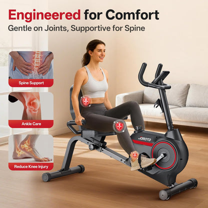 JOROTO JH30/JH30PRO Ligfiets voor Thuis, Bluetooth Magnetische Ligergometer, Hometrainer voor Senioren met 136KG Gewichtscapaciteit, LCD Scherm, Verstelbare Zitting voor Cardiotraining