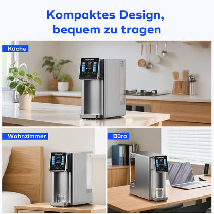 Omgekeerd osmosesysteem voor aanrecht, 6 niveaus onmiddellijke warmwaterdispenser, 8 instelbare temperaturen en 15 volumes, TDS-bewaking, nul installatie