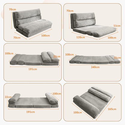 MAXYOYO Zitzakbed, inklapbare slaapbank, vloermatras voor volwassenen, extra dikke 6-voudige opvouwbare vloerbank, vloerbank voor slaapkamer en woonkamer, grijs, 100 x 240 cm