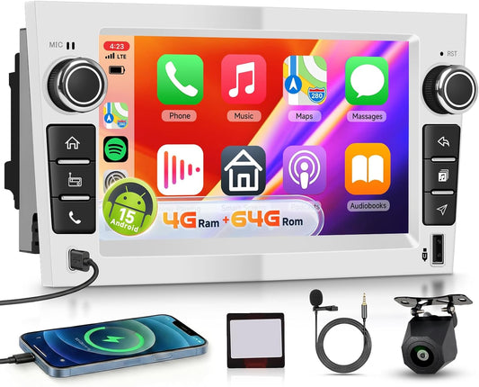 4 + 64 G: Carplay display voor Opel Vivaro Astra Meriva Zafira Corsa met USB Type-C, autoradio 7 inch in-cell touchscreen met Android Auto/EQ/WiFi/GPS/RDS/FM/Bluetooth 5.0/SWC, zilver
