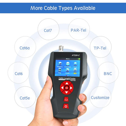 Netwerkkabeltester AT226-C met lcd-display, kabeltester Rj45, RJ11, BNC, PING/POE elektrische kabelplotter 8 telefoonlijn-ID NF-8601W
