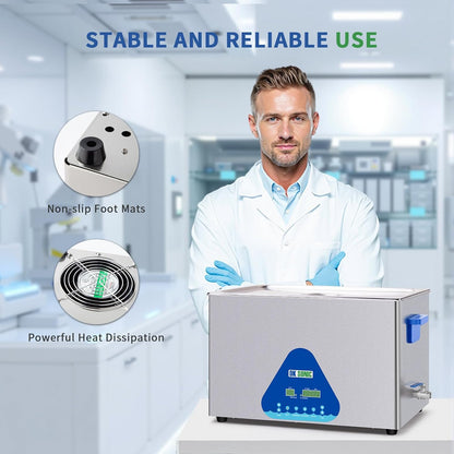 DK SONIC Industriële Ultrasoon Reiniger, 30L 600W Geluidsreiniger met Verwarming & Timer, Digitale Bediening voor Motoren, Carburateurs, Kettingen (Inclusief Mandje)