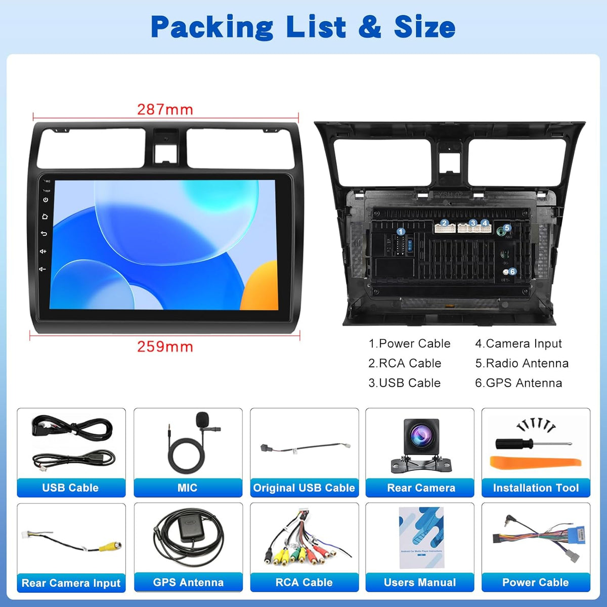 [2G+64G] Android Car Stereo for Suzuki Swift 2005-2010 with Wireless Carplay and Android Auto, 10 inch HD Touch Screen Car Radio with GPS/WiFi/Bluetooth/EQ/FM RDS
