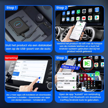 3-in-1 Auto Multimedia Adapter – Draadloze CarPlay Adapter – Android Auto Ontvanger – Auto Video Streaming – HD Video Output – Draadloze Verbinding – Plug & Play Installatie