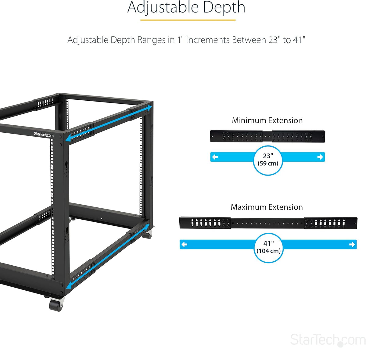 Serverrack 8U Mobiel Open Frame – Serverrek – Patchkast – Netwerkkast – 19 Inch Rack – Verstelbare Diepte 56 Tot 101 Cm – Koudgewalst Staal