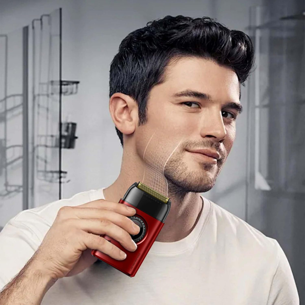 VGR 3 in 1 Professionele Tondeuse Set met Tondeuse, Trimmer, Foliescheerapparaat, Draadloze Haarknipset met Verbeterde Krachtige Motor, Geïntegreerd Oplaadstation, LED Scherm en Opbergdoos, Rood